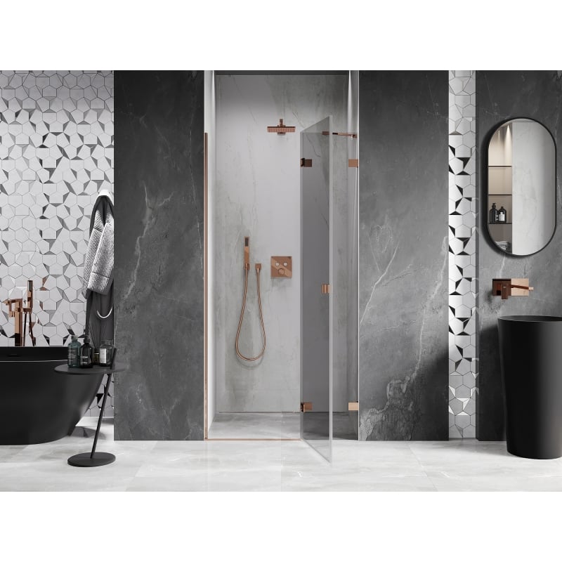 Mexen Lunar Duschpendeltür rechts 100 cm, transparent, Roségold - 834-100-000-60-00-P