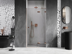 Mexen Lunar Duschdrehtür rechts 120 cm, transparent, Roségold - 834-120-000-60-00-P