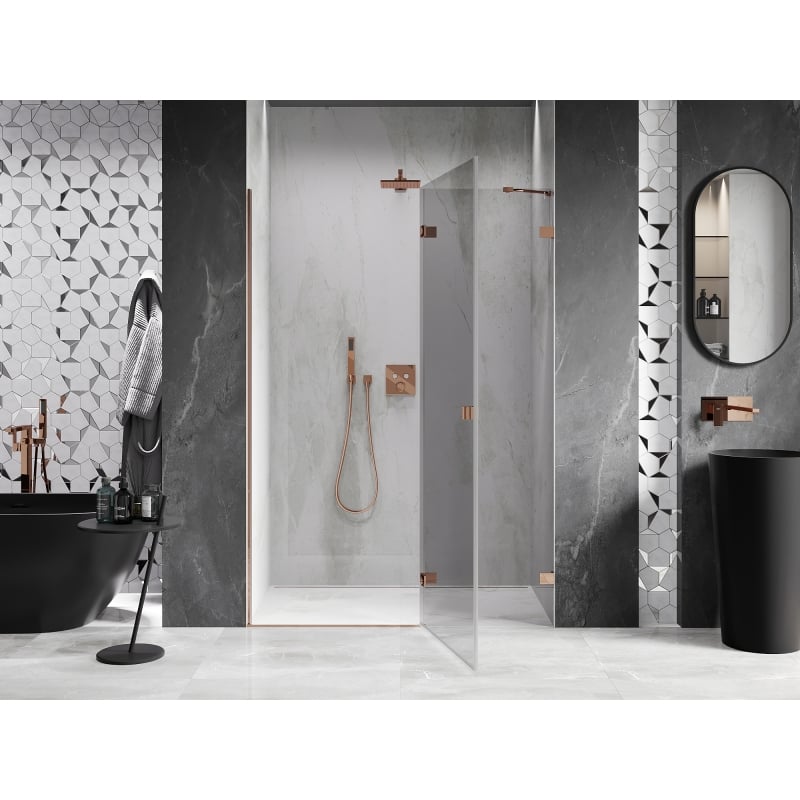 Mexen Lunar Duschschwingtüren rechts 140 cm, transparent, Roségold - 834-140-000-60-00-P
