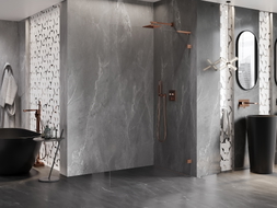 Mexen Lunar L Duschwand Walk-in rechts 100 x 200 cm, transparent 8 mm, Roségold - 830L-100-000-60-00-P