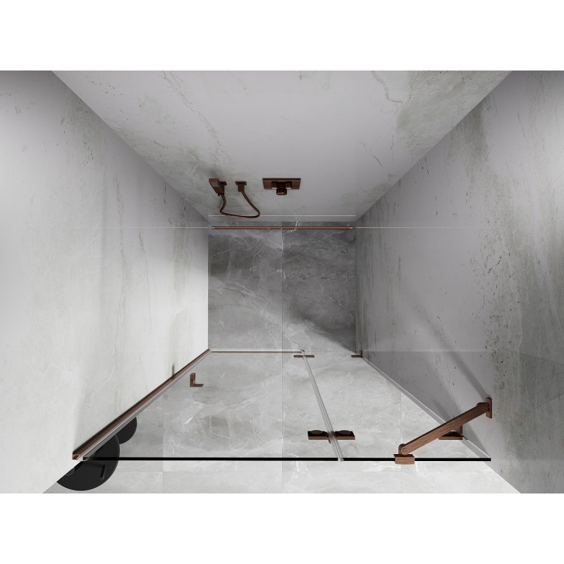 Mexen Lunar Duschdrehtür rechts 90 cm, transparent, gebürstetes Kupfer - 834-090-000-65-00-P