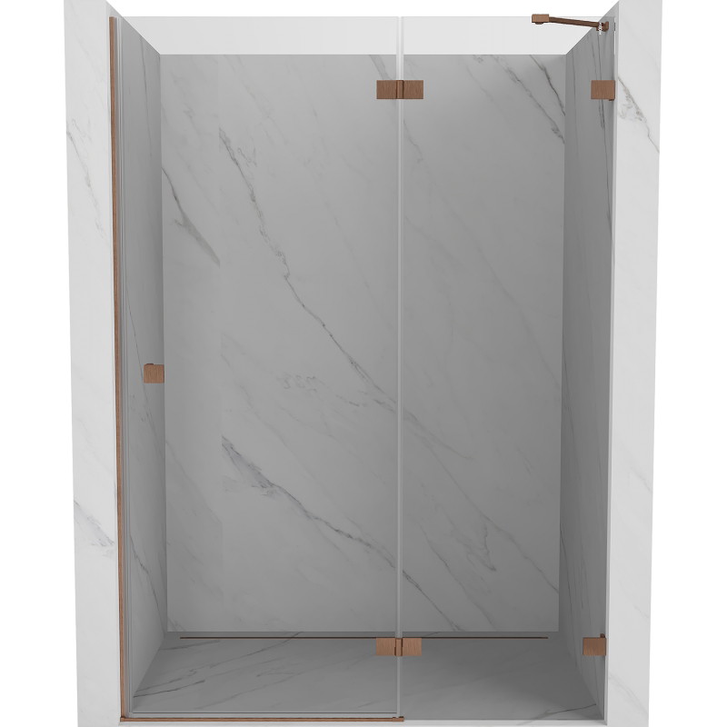 Mexen Lunar Duschdrehtür rechts 130 cm, transparent, gebürstetes Kupfer - 834-130-000-65-00-P