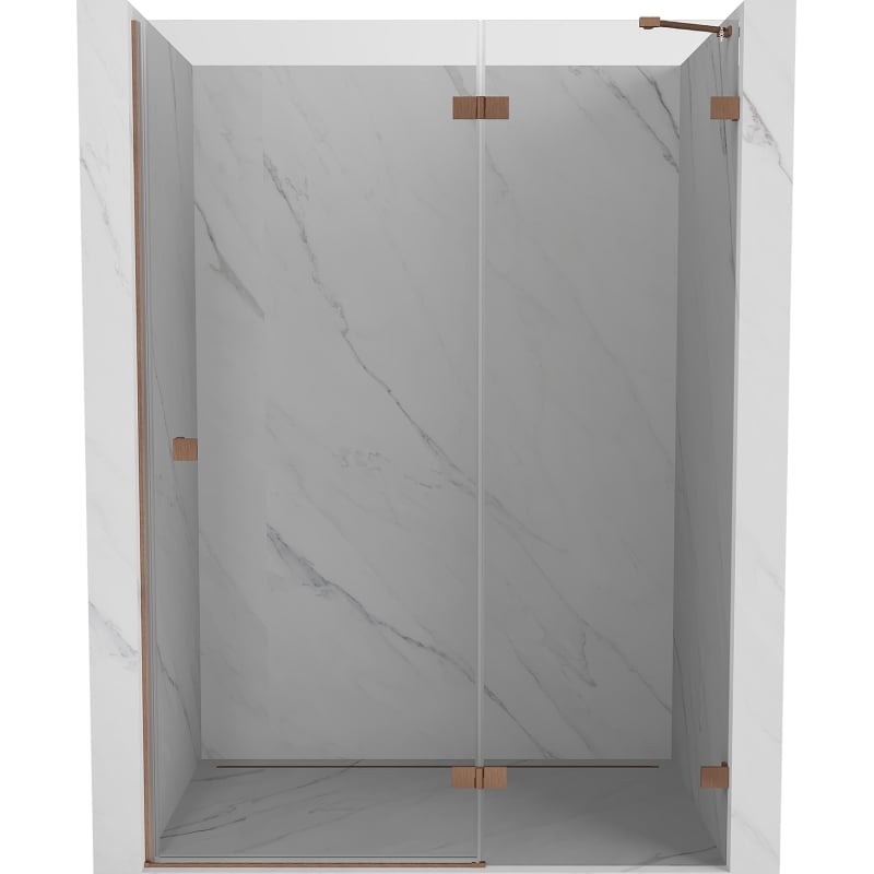 Mexen Lunar Dusche Tür öffnend rechts 140 cm, transparent, gebürstetes Kupfer - 834-140-000-65-00-P