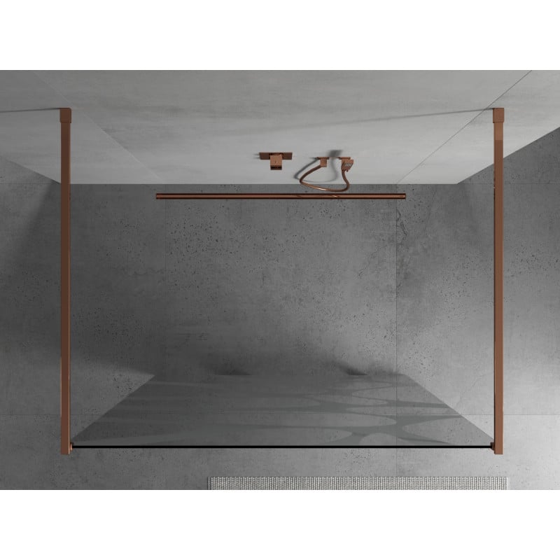 Mexen Kioto freistehende Duschwand 110 x 200 cm, weiße Welle 8 mm, Roségold - 800-110-002-60-97