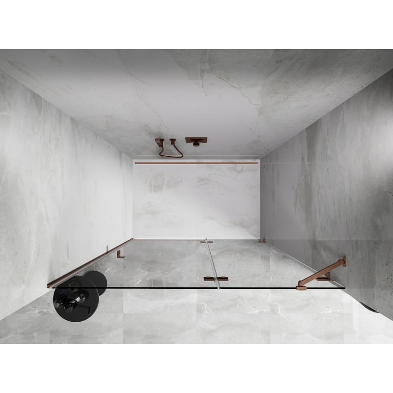 Mexen Lunar Dusche Tür öffnend rechts 140 cm, transparent, gebürstetes Kupfer - 834-140-000-65-00-P
