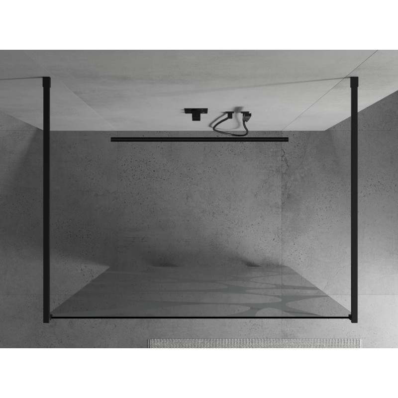 Mexen Kioto Freistehende Duschwand 110 x 200 cm, weiße Welle 8 mm, schwarz - 800-110-002-70-97