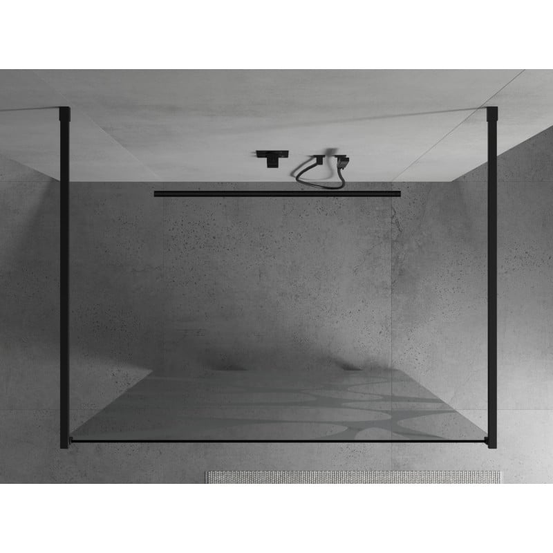 Mexen Kioto freistehende Duschwand 140 x 200 cm, weiße Welle 8 mm, schwarz - 800-140-002-70-97