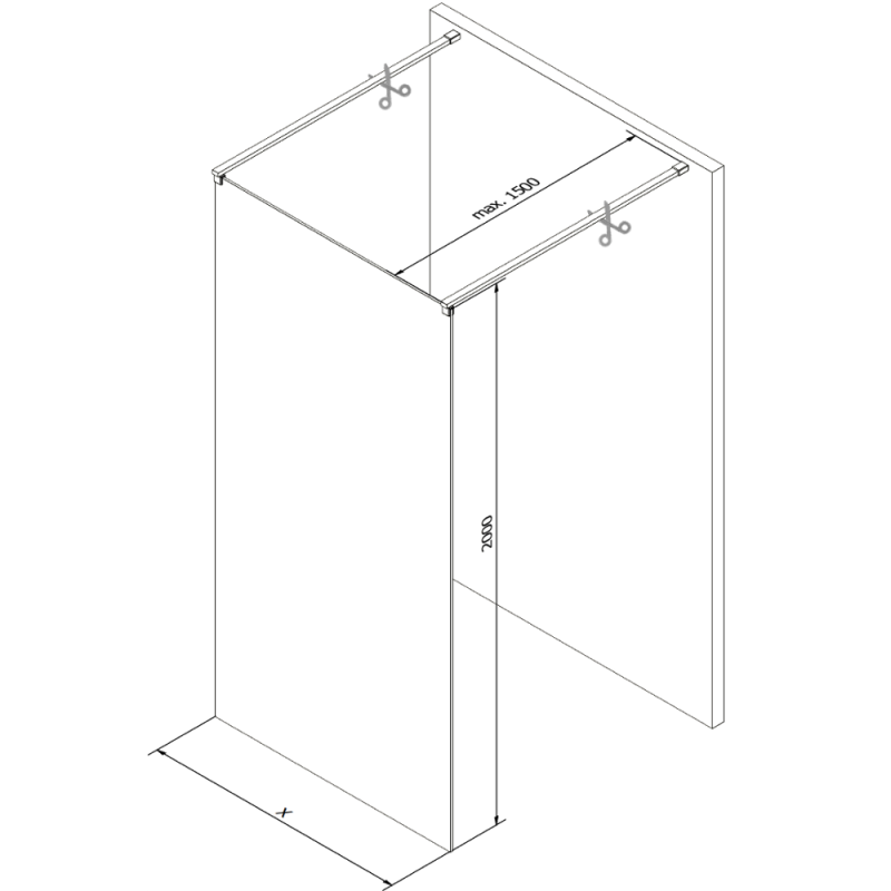 Mexen Kioto freistehende Duschwand 130 x 200 cm, transparent 8 mm, Chrom - 800-130-002-01-00