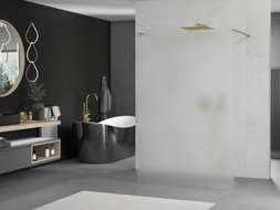 Mexen Kioto freistehende Duschwand 120 x 200 cm, 8 mm Frost, Gold - 800-120-002-50-30