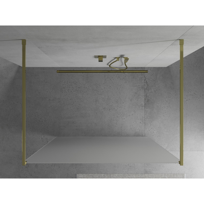 Mexen Kioto freistehende Duschwand 100 x 200 cm, Mattglas 8 mm, Gold - 800-100-002-50-30