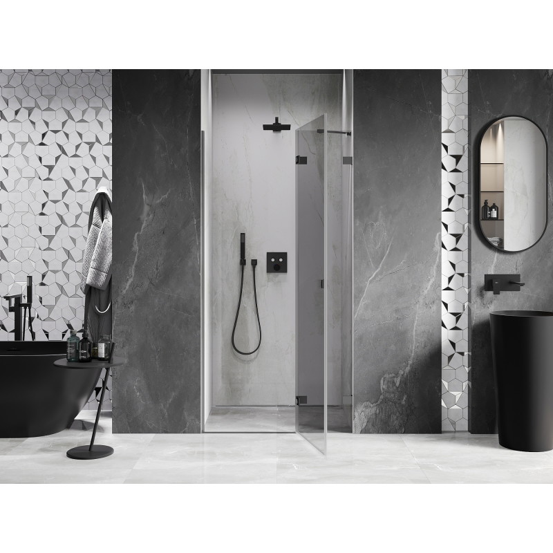 Mexen Lunar Duschdrehür rechts 70 cm, transparent, Gun Metal - 834-070-000-95-00-P