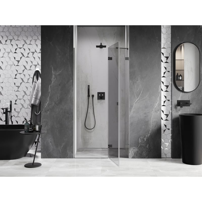 Mexen Lunar Duschdreh-Tür rechts 90 cm, transparent, Gun Metal - 834-090-000-95-00-P