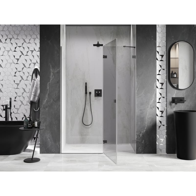 Mexen Lunar Duschdrehtür rechts 140 cm, transparent, Gun Metal - 834-140-000-95-00-P