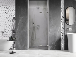Mexen Lunar Duschdrehtür rechts 85 cm, transparent, gebürsteter Nickel - 834-085-000-97-00-P