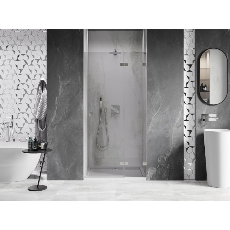 Mexen Lunar Duschdrehtür rechts 90 cm, transparent, gebürsteter Nickel - 834-090-000-97-00-P
