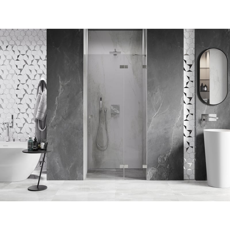 Mexen Lunar Duschdrehtür rechts 90 cm, transparent, gebürsteter Nickel - 834-090-000-97-00-P