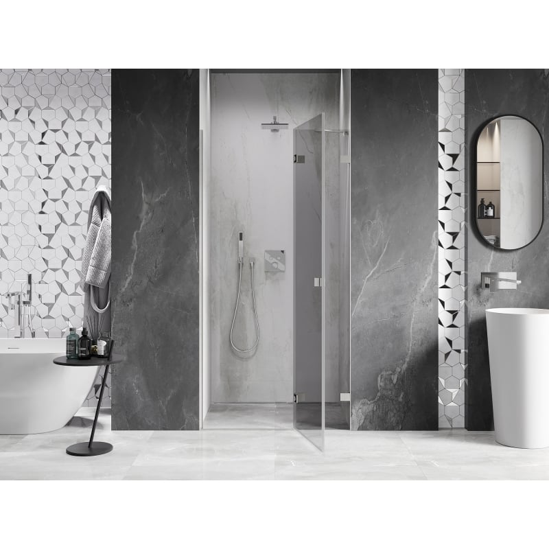 Mexen Lunar Duschdrehtür rechts 100 cm, transparent, gebürstetes Nickel - 834-100-000-97-00-P