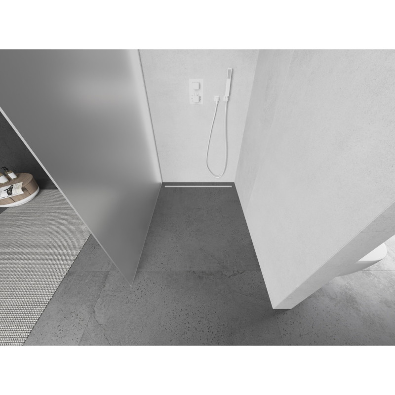 Mexen Kioto Duschwand Walk-in 80 x 200 cm, Mattglas 8 mm, Weiß - 800-080-101-20-30