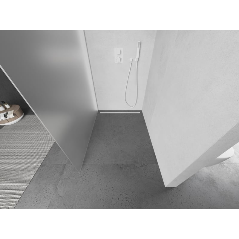 Mexen Kioto Duschwand Walk-in 100 x 200 cm, Frost 8 mm, Weiß - 800-100-101-20-30