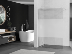 Mexen Kioto Duschwand Walk-in 80 x 200 cm, transparent/gefroren 8 mm, weiß - 800-080-101-20-35