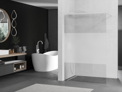 Mexen Kioto Duschwand Walk-in 90 x 200 cm, transparent/frost 8 mm, weiß - 800-090-101-20-35
