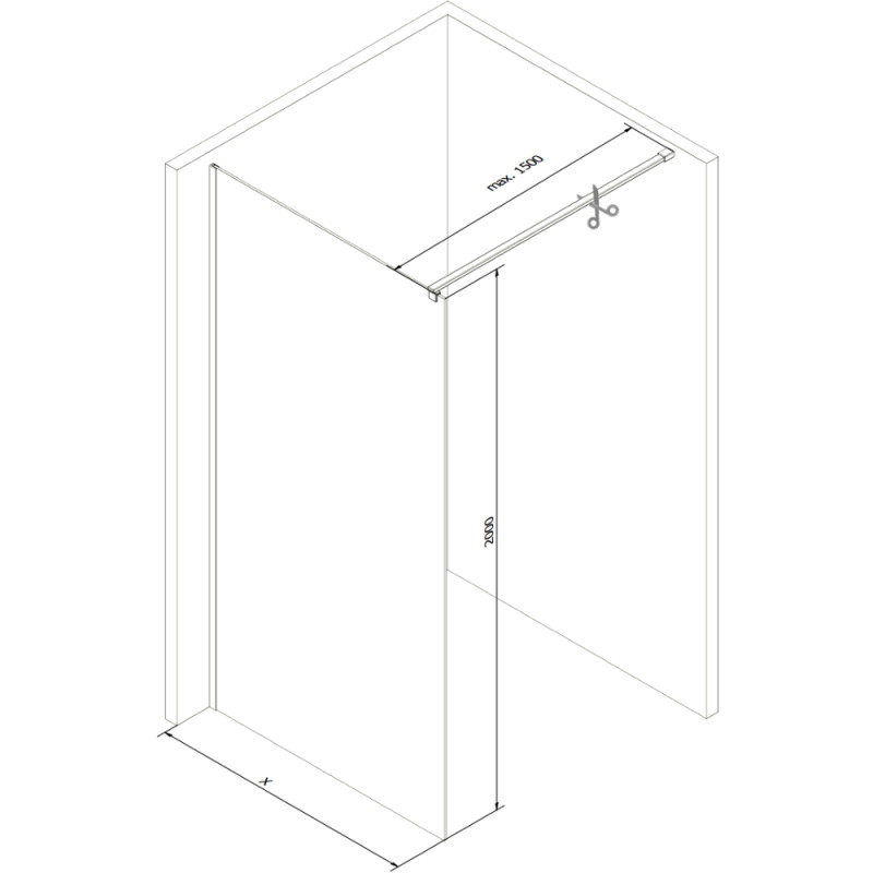 Mexen Kioto Duschwand Walk-in 100 x 200 cm, transparent/satiniert 8 mm, weiß - 800-100-101-20-35