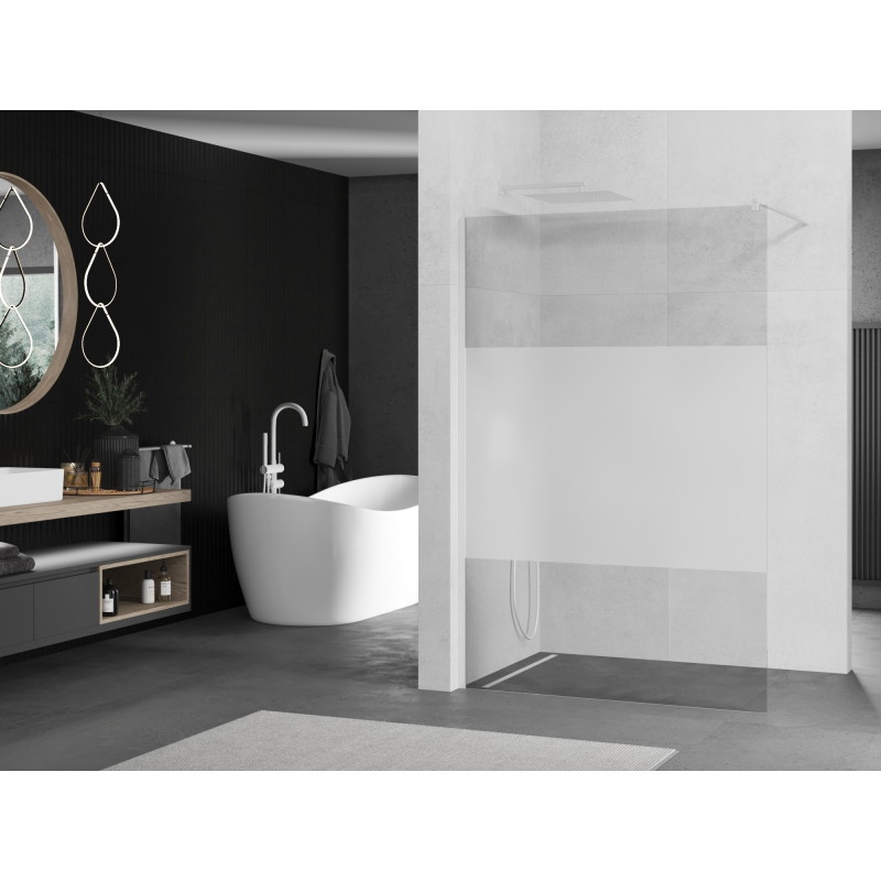 Mexen Kioto Walk-in Duschwand 110 x 200 cm, transparent/matt 8 mm, weiß - 800-110-101-20-35