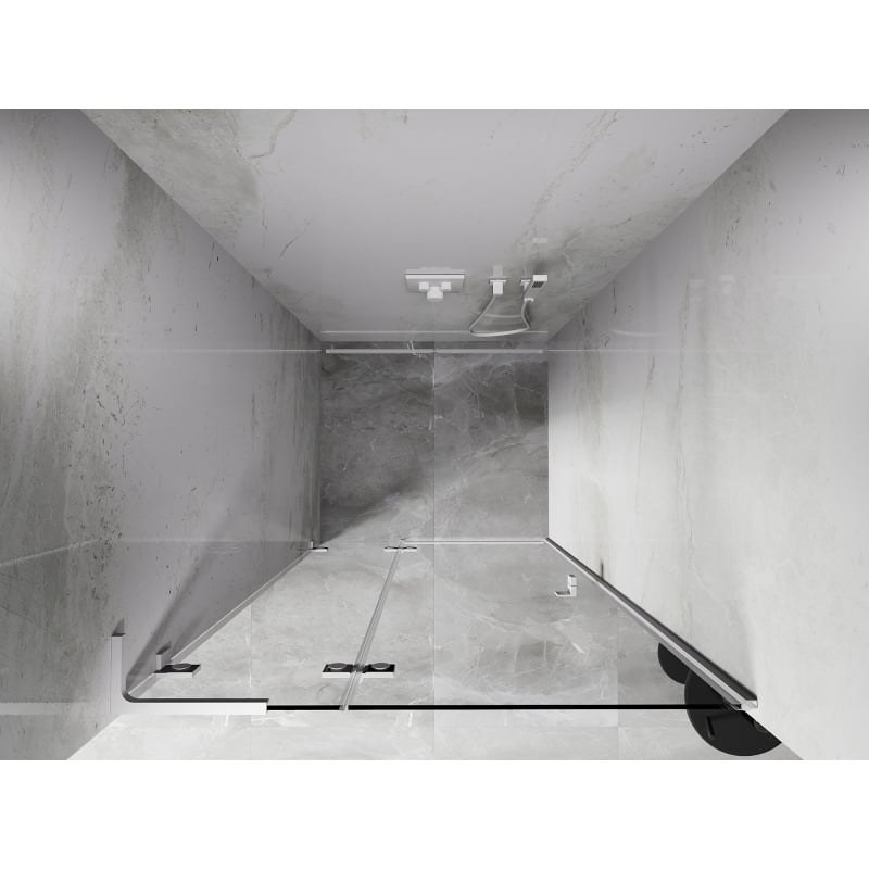 Mexen Lunar L Duschdrehtür links 95 cm, transparent, weiß - 834L-095-000-20-00-L