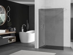 Mexen Kioto Duschwand Walk-in 90 x 200 cm, Graphit 8 mm, Weiß - 800-090-101-20-40