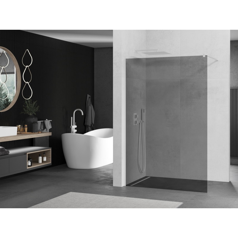 Mexen Kioto Duschwand Walk-in 110 x 200 cm, grafit 8 mm, weiß - 800-110-101-20-40