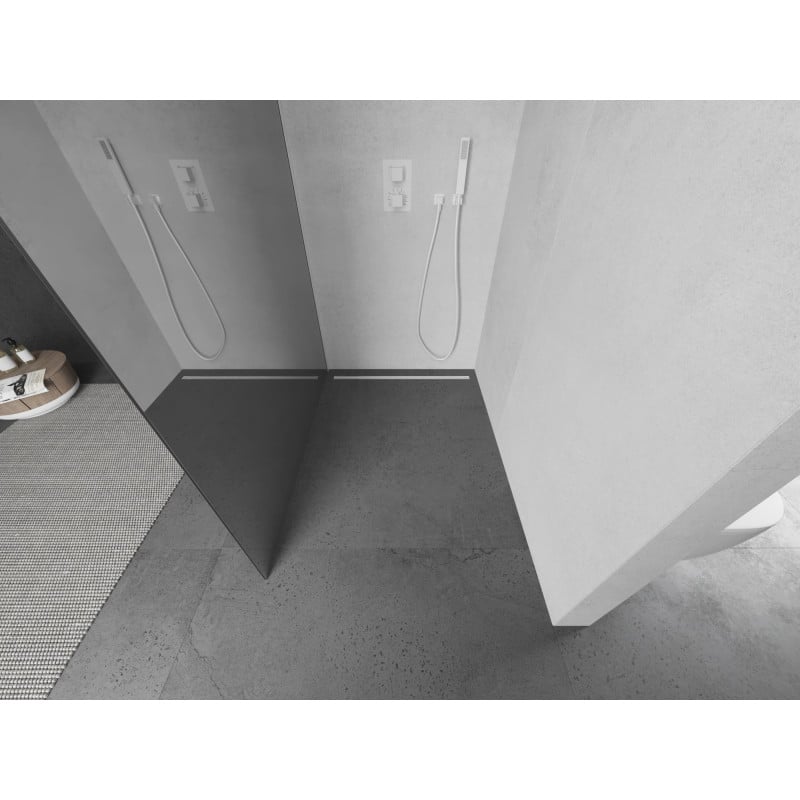 Mexen Kioto Duschwand Walk-in 100 x 200 cm, Spiegel 8 mm, weiß - 800-10-101-20-50