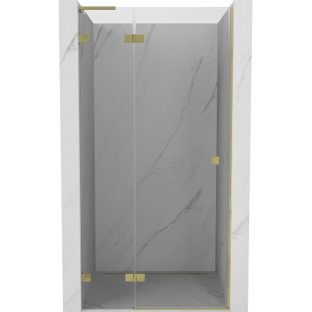 Mexen Lunar L Duschfaltür links 85 cm, transparent, gebürstetes Gold - 834L-085-000-55-00-L