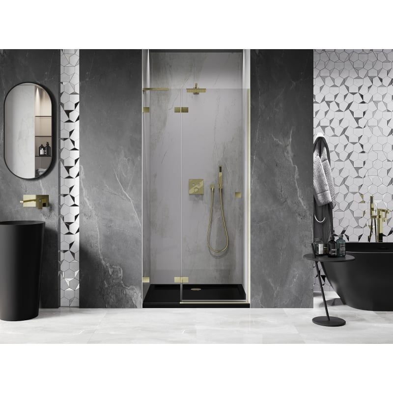 Mexen Lunar L Duschdrehtür links 105 cm, transparent, gold gebürstet - 834L-105-000-55-00-L