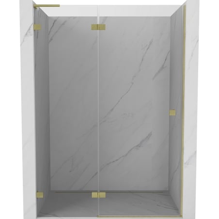 Mexen Lunar L Duschtür schwenkbar links 130 cm, transparent, gebürstetes Gold - 834L-130-000-55-00-L