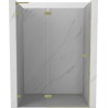 Mexen Lunar L Duschtür schwenkbar links 130 cm, transparent, gebürstetes Gold - 834L-130-000-55-00-L