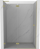 Mexen Lunar L Duschtür schwenkbar links 130 cm, transparent, gebürstetes Gold - 834L-130-000-55-00-L