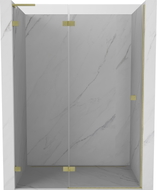 Mexen Lunar L Duschttür links öffnend 135 cm, transparent, gebürstetes Gold - 834L-135-000-55-00-L