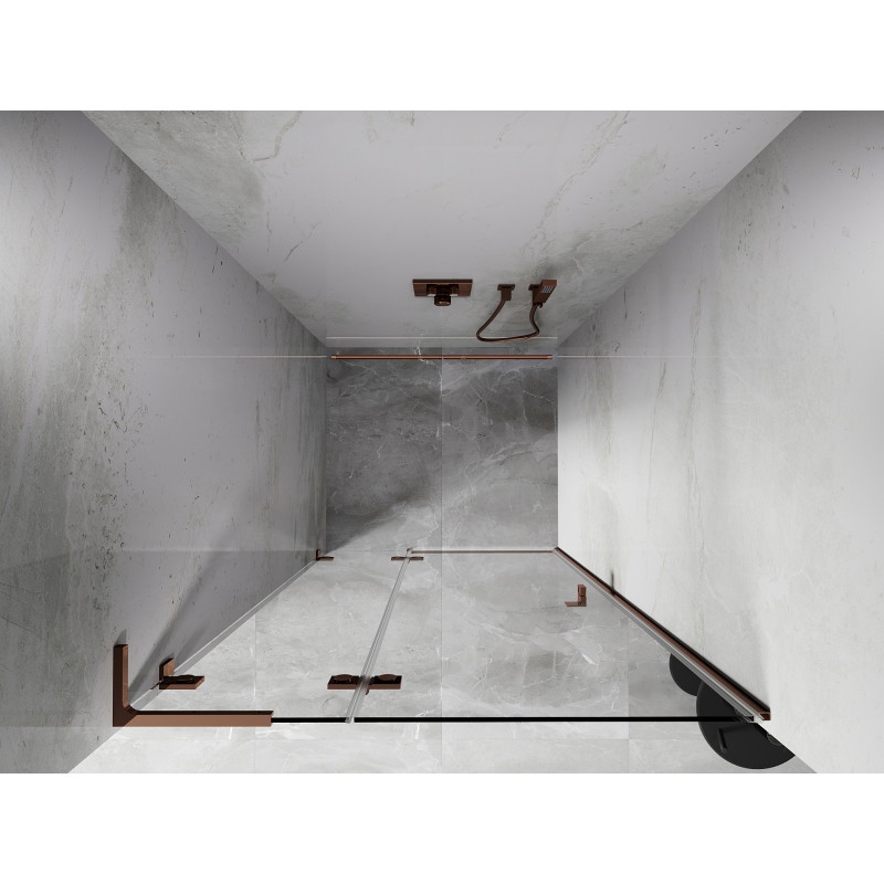 Mexen Lunar L Duschabtrennung links öffnende 85 cm, transparent, Roségold - 834L-085-000-60-00-L