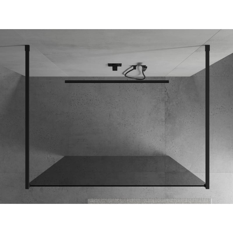 Mexen Kioto freistehende Duschwand 100 x 200 cm, Grafit 8 mm, schwarz - 800-100-002-70-40