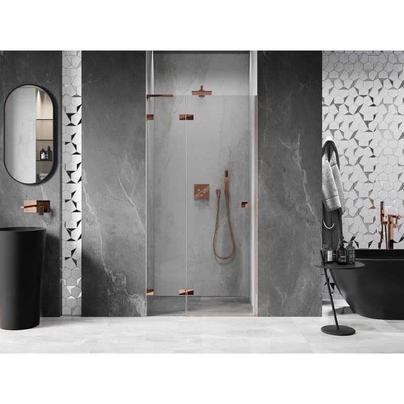 Mexen Lunar L Duschschwingtür links 90 cm, transparent, Roségold - 834L-090-000-60-00-L