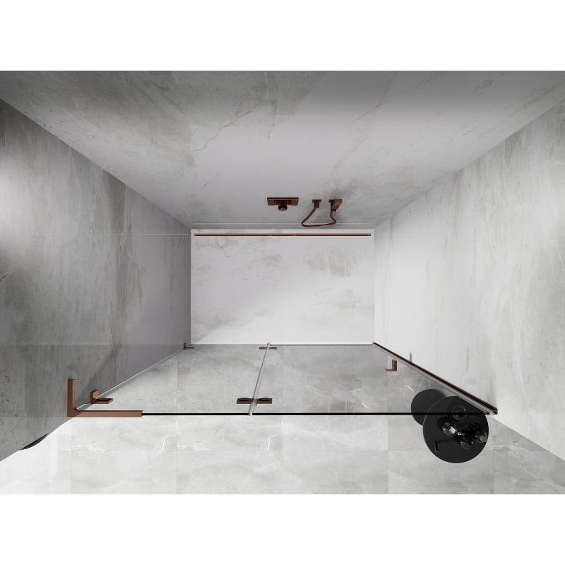 Mexen Lunar L Duschabtrennung, links öffnend, 130 cm, transparent, Roségold - 834L-130-000-60-00-L