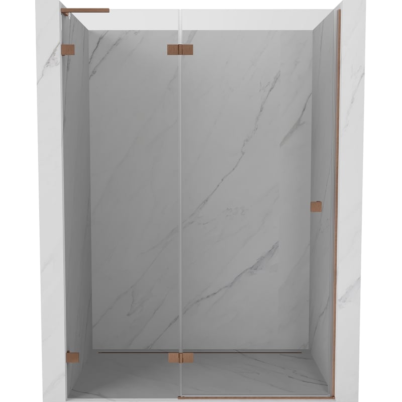 Mexen Lunar L Duschdrehtür links 130 cm, transparent, gebürstetes Kupfer - 834L-130-000-65-00-L