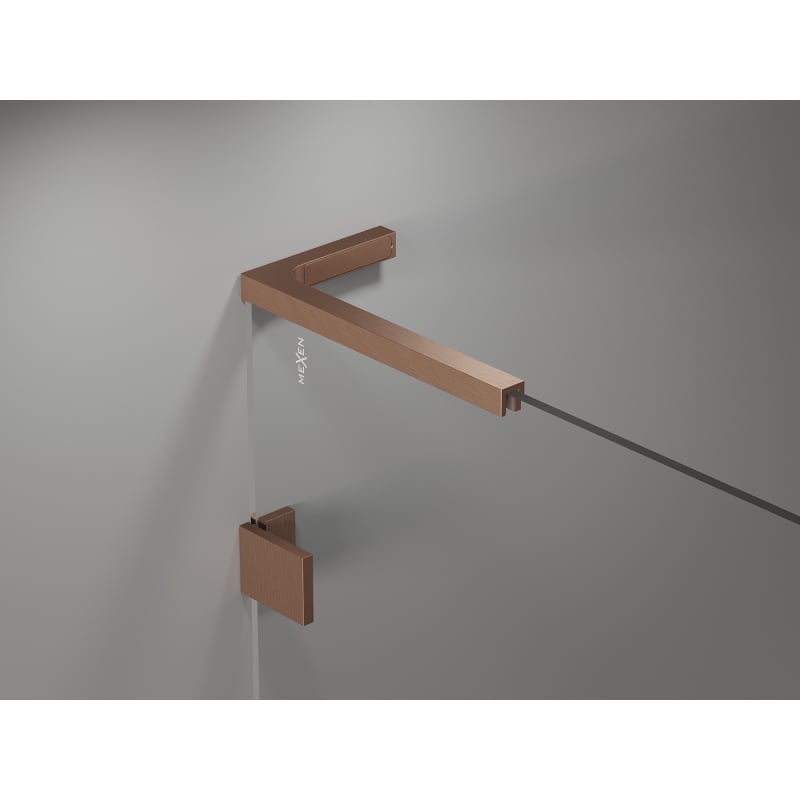 Mexen Lunar L Duschdrehtür links 135 cm, transparent, gebürstetes Kupfer - 834L-135-000-65-00-L