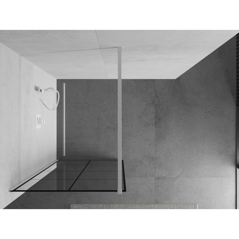 Mexen Kioto Duschrückwand Walk-in 90 x 200 cm, schwarzes Gitter 8 mm, weiß - 800-090-101-20-77