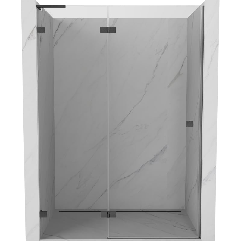 Mexen Lunar L Duschtür, links öffnend, 135 cm, transparent, gun grey gebürstet - 834L-135-000-66-00-L