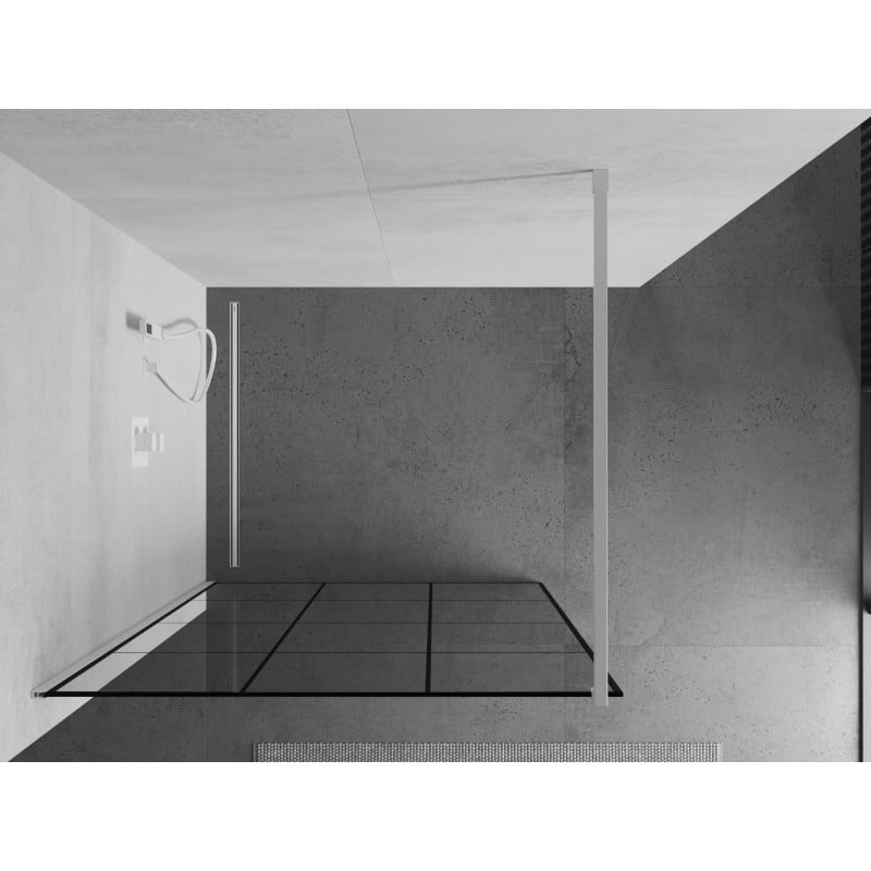 Mexen Kioto Duschwand Walk-in 120 x 200 cm, schwarzes Gitter 8 mm, weiß - 800-120-101-20-77