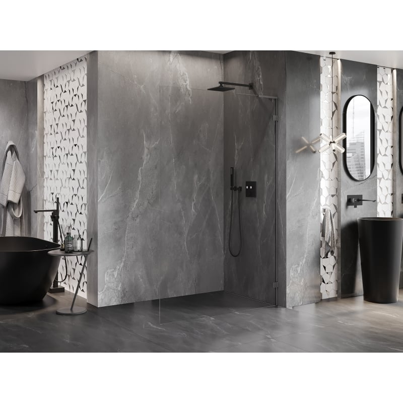 Mexen Lunar L Duschwand Walk-in rechts 80 x 200 cm, transparent 8 mm, gebürstet Gun Gray - 830L-080-000-66-00-P