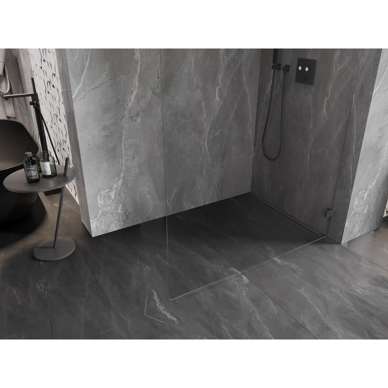 Mexen Lunar L Duschwand Walk-in rechts 120 x 200 cm, transparent 8 mm, gebürstetes Kanonengrau - 830L-120-000-66-00-P