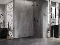 Mexen Lunar L Duschwand Walk-in rechts 90 x 200 cm, transparent 8 mm, schwarz - 830L-090-000-70-00-P