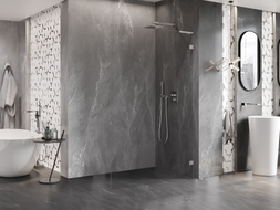 Mexen Lunar L Duschwand Walk-in rechts 50 x 200 cm, transparent 8 mm, gebürsteter Nickel - 830L-050-000-97-00-P